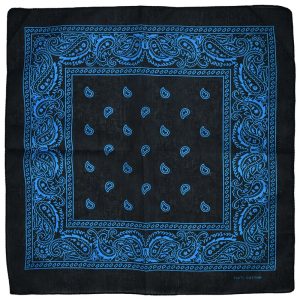 Bandana fond noir motif paisley bleu