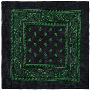 Bandana fond noir motif paisley vert