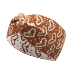 Bandana pour femme chaud brun avec cœurs blanc