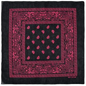 Bandana fond noir motif paisley rose