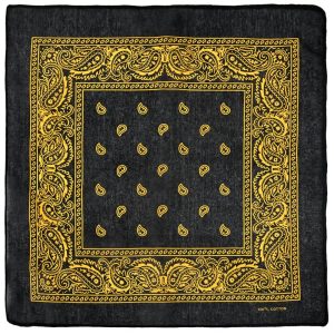 Bandana fond noir motif paisley jaune